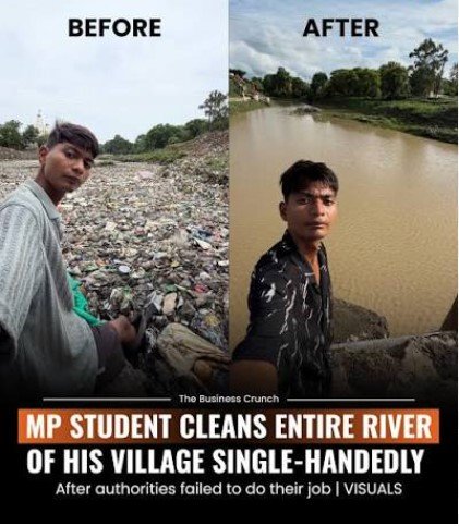 Madhya Pradesh Boy Cleans River
