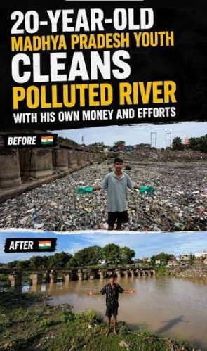 Madhya Pradesh Boy Cleans River
