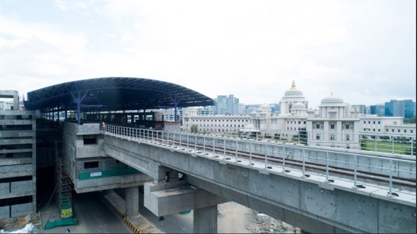 Namma Metro Pink Line elevated train trial run on Bannerghatta Road Bengaluru